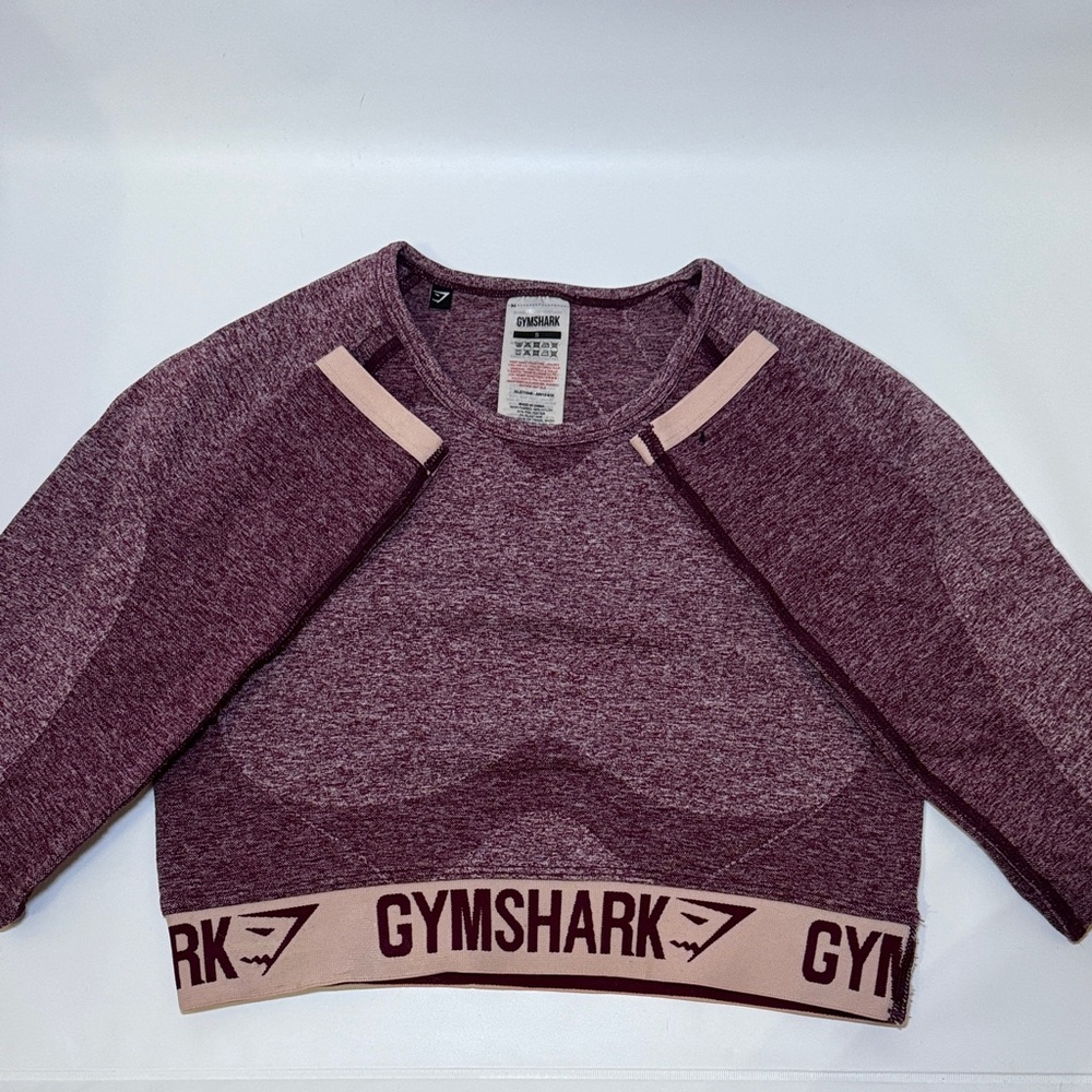 Gymshark Heathered Mauve-Pink Seamless Cropped Long Sleeve Top